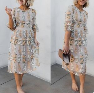 Blush Embroidered Floral Dress